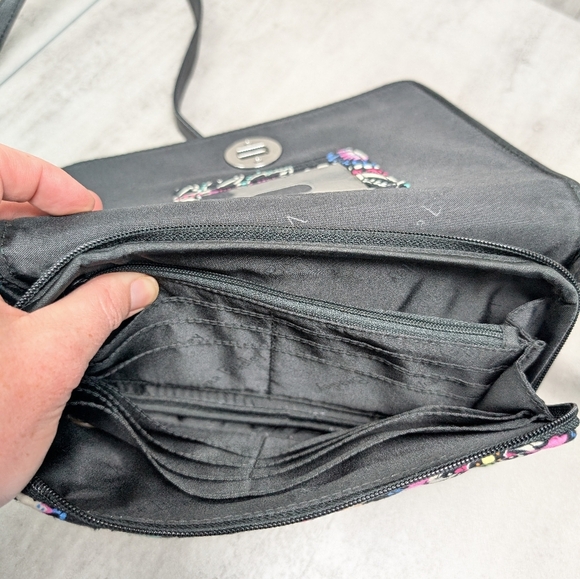 Vera Bradley Turnlock Bandana Swirl Black Paisley Multicolor Petite Crossbody - Picture 11 of 12